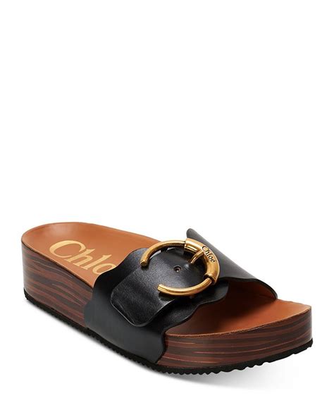 Women's Ingrid Logo Buckle Leather Platform Slide 